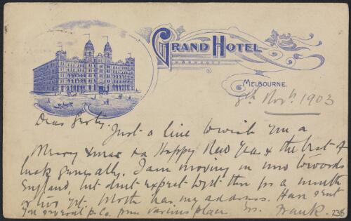 Grand Hotel Melbourne, approximately 1903