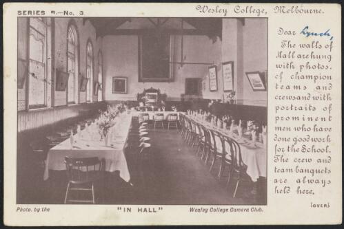 Dining Hall at Wesley College, Melbourne, 1906