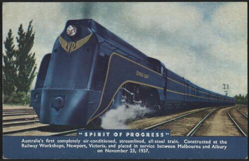 Spirit of Progress with steam locomotive S302 Edward Henty, Victorian Railways, Victoria, 1937