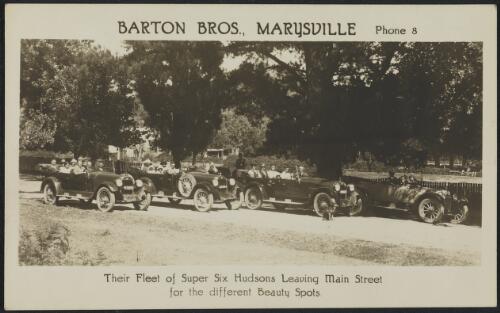 Fleet of Super Six Hudsons of Barton Brothers, Marysville, Victoria, approximately 1930