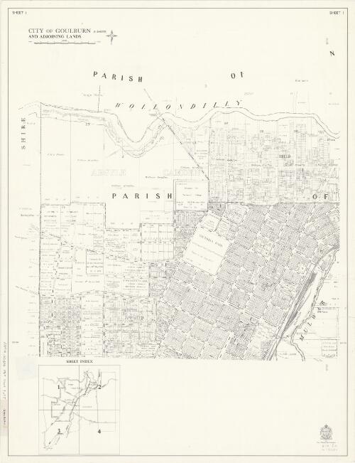 City of Goulburn and adjoining lands [cartographic material] : Parishes - Goulburn & Towrang, County - Argyle, Land District - Goulburn, City - Goulburn, Shire - Mulwaree / printed & published by Dept. of Lands Sydney