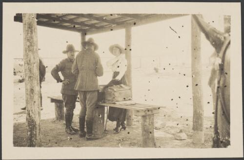 A camp visitor having her parcel searched, Holsworthy Internment Camp, Holsworthy, New South Wales / S.C. Calderwood