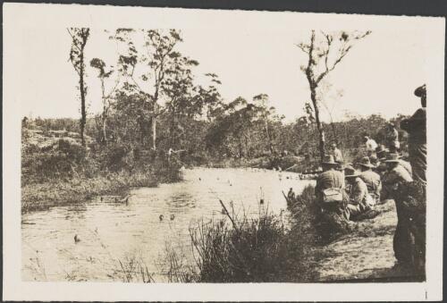 Guards' swimming parade, Holsworthy Internment Camp, Holsworthy, New South Wales, probably 1918 / S.C. Calderwood