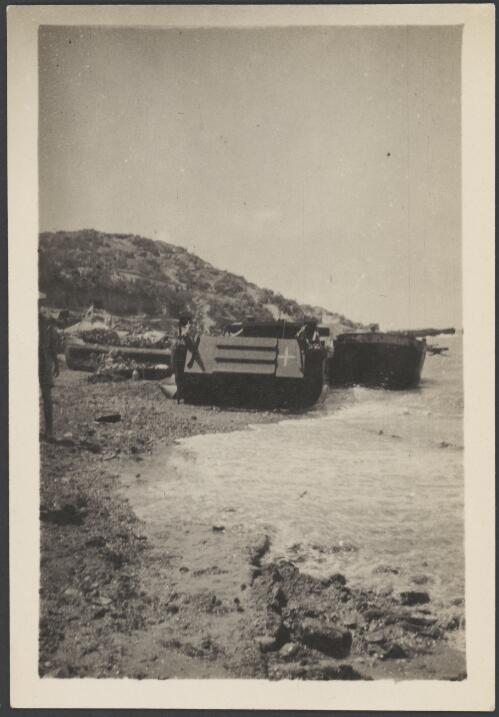 Landing craft on the beach, Gallipoli, Turkey, probably 1915