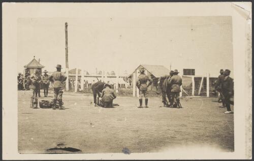 Prisoners being searched, Holsworthy Internment Camp, Holsworthy, New South Wales, probably 1918 / S.C. Calderwood