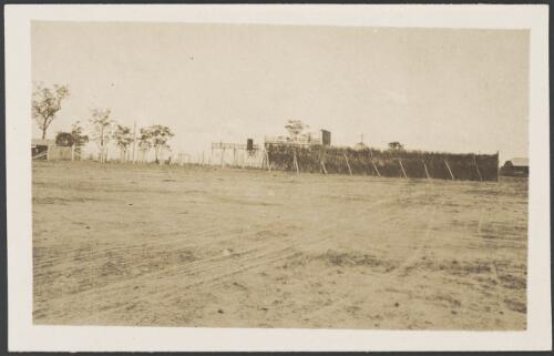 Brushwork screen on the western end of Sing Sing, Holsworthy Internment Camp, Holsworthy, New South Wales, probably 1918 / S.C. Calderwood