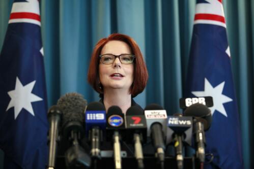 Prime Minister Julia Gillard at a press conference at the Exchange Plaza, Perth, 12 June 2013 / Philip Gostelow