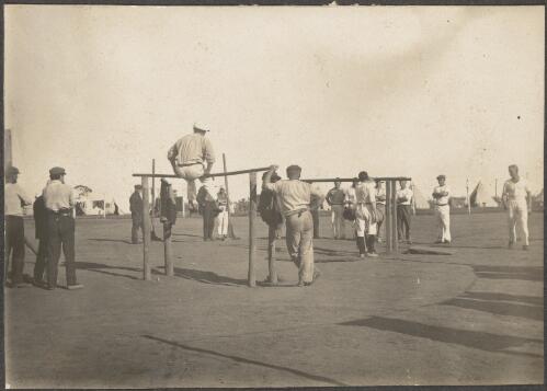 Internees exercising on sports field at Holsworthy Internment Camp, New South Wales, approximately 1916 / Carl Schiesser