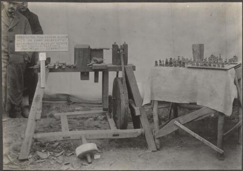 Wood-turned chess sets and hand made tools on display at the arts and crafts exhibition, Holsworthy Internment Camp, New South Wales, May 1916 / Carl Schiesser
