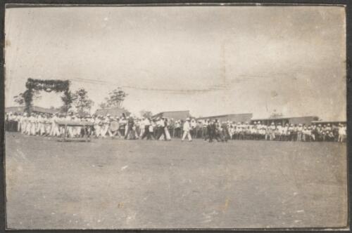 Internees gathered for sports activities at Holsworthy Internment Camp, New South Wales, approximately 1916, 1 / Carl Schiesser