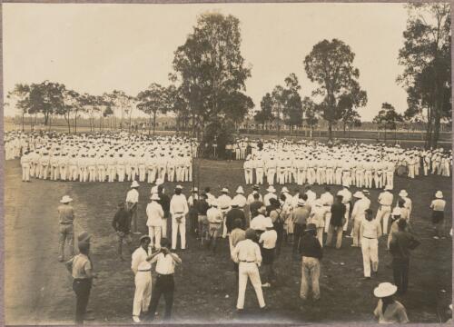Internees attending a church service at the internment camp at Holsworthy, New South Wales, 1918 or 1919 / Carl Schiesser
