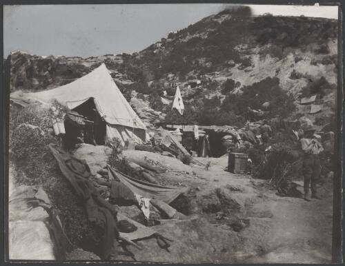 4th Field Ambulance in head quarters gully, Gallipoli, Turkey, 1915 / Joseph Lievesley Beeston