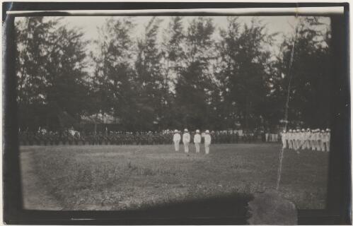 Troops of the Australian Naval and Military Expeditionary Force on parade, Rabaul?, New Guinea, probably 1914