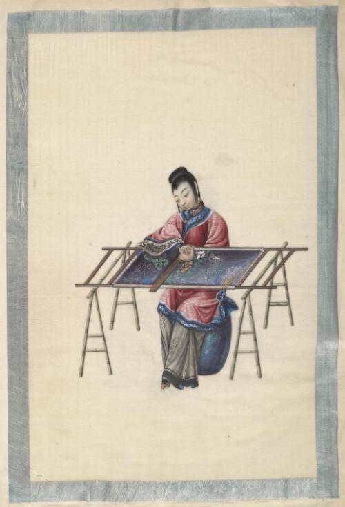 [Fang zhi yu zhen xian. Ci xiu = Women engaged in spinning and needlework. Embroidering]