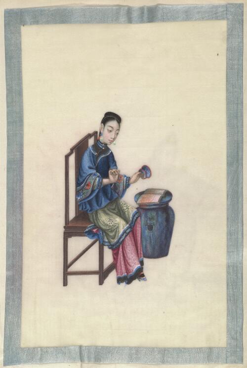 [Fang zhi yu zhen xian. Kan yang = Women engaged in spinning and needlework. Following a pattern]