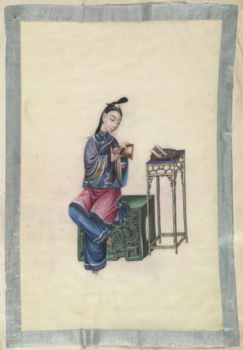 [Fang zhi yu zhen xian. Xiu mao = Women engaged in spinning and needlework. Embroidering a hat]