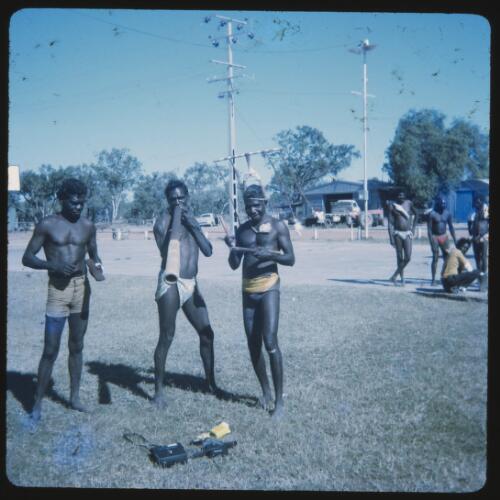 Three Aboriginal Australian dancers, Bamyili, Northern Territory, 1972