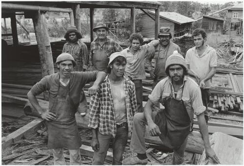 Aboriginal men working at the sawmill, Cherbourg, Queensland, 1974 / Mervyn Bishop