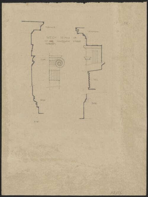 Sketch details of No. 142 Macquarie Street, Hobart / [picture] / H.W