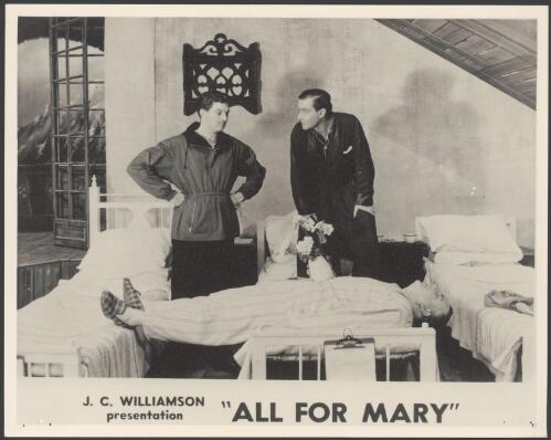 [J.C. Williamson production of All for Mary, with Ron Folkard (?), Guy Doleman and Kevin Brennan (recumbent), 1957] [picture]