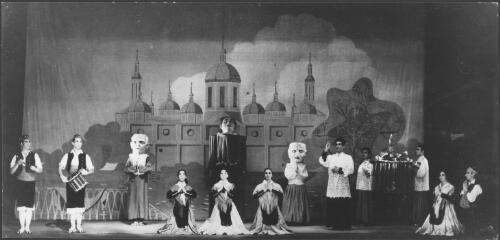 Dancers in a scene from the ballet Gigantes y Cabezudos in the J.C. Williamson presentation of Luisillo and his Spanish Dance Theatre, 1958 or 1962 [picture]