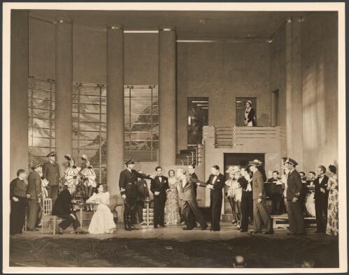 Principals and cast in J.C. Williamson production of Idiot's delight, the cocktail lounge, 1939 [picture] / C.J. Frazer
