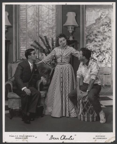 Richard Meikle, Sophie Stewart and Michael Plant from the J.C. Williamson production of Dear Charles, 1954 [2] [picture] / Allan Studios, Collingwood