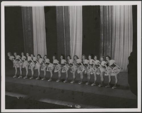 Line of dancing girls in the J.C. Williamson production of Let's Face It, 1943, [3] [picture]