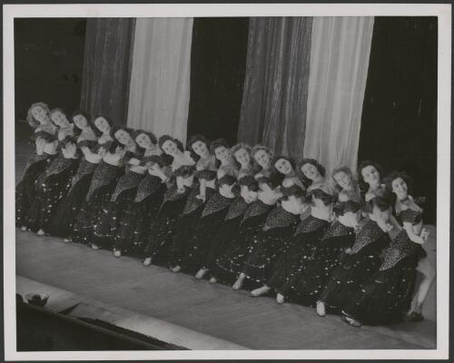Line of dancing girls in the J.C. Williamson production of Let's Face It, 1943, [7] [picture]