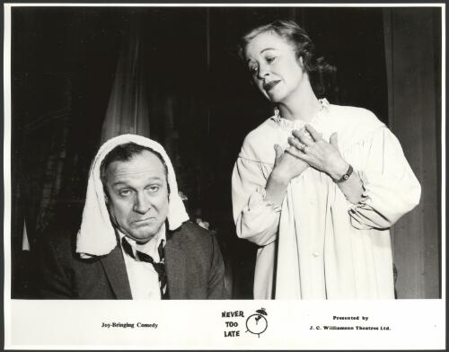 Milo Boulton and Mary Orr in the J.C. Williamson production of Never too late, 1964 [picture]