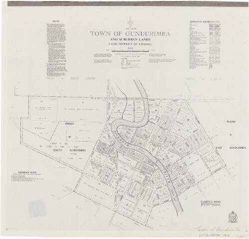 Town of Gundurimba and suburban adjoining lands [cartographic material] : Land District of Lismore / compiled, drawn & printed at the Department of Lands, Sydney, N.S.W