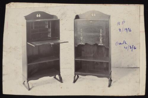 Two wood carved writing desks, Sydney?, approximately 1895