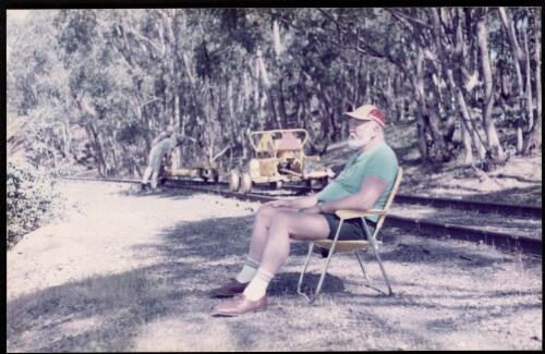 John Buckland taking it easy at S-bend lookout Tumbarumba Line, N.S.W. November, 1984 [picture]