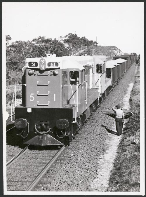 Test run of twin Clyde-GM G12 diesel electric locomotives for Kowloon-Canton Railway, Hong Kong on NSW railways Illawarra line in 1955 [picture]