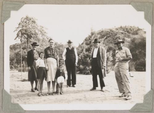 Pastor Gross, on right, with the mission board at Jay Creek, Northern Territory, ca. 1946 [picture]