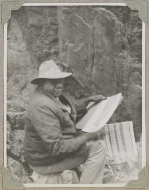Portrait of Albert Namatjira painting, Northern Territory, ca. 1946, 3 [picture]