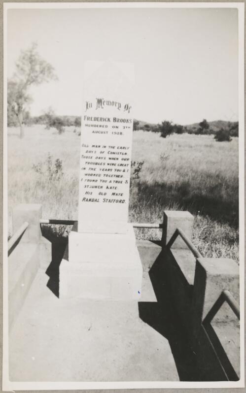 Grave of Frederick Brooks, whose death was a catalyst for the Coniston massacre, Brookes Soak, Northern Territory, ca. 1950 [picture]