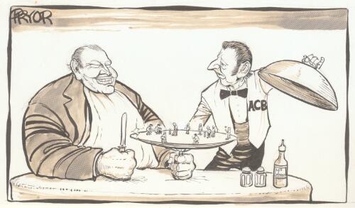 [Kerry Packer and a waiter] [picture] / Pryor