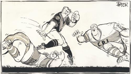 [Malcolm Fraser playing rugby] [picture] / Pryor