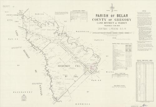 Parish of Belar, County of Gregory, Warren Land District, Warren Shire, Central Divisions, N.S.W. / compiled, drawn and printed by Department of Lands, Sydney