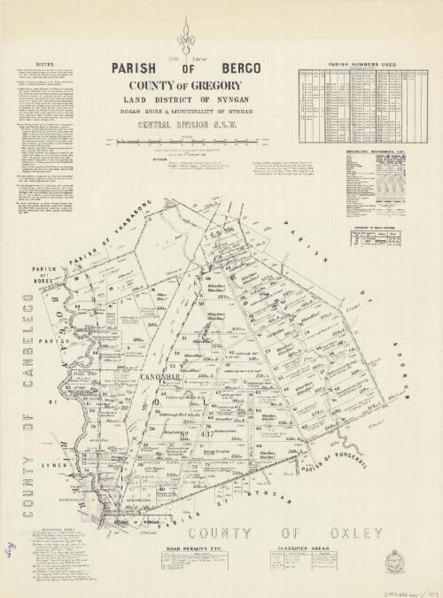 Parish of Bergo, County of Gregory, Land District of Nyngan, Bergo Shire & muncipality of Nyngan, Central Divisions, N.S.W. / compiled, drawn and printed by Department of Lands, Sydney