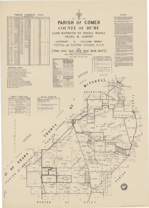 Parish of Comer, County of Hume, Land Districts of Wagga Wagga, Urana & Albury / compiled, drawn & printed at the Department of Lands, Sydney, N.S.W