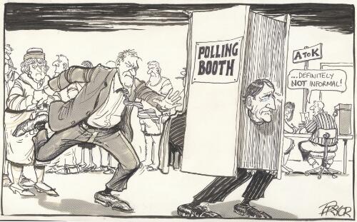 Polling booth [Neville Wran] [picture] / Pryor