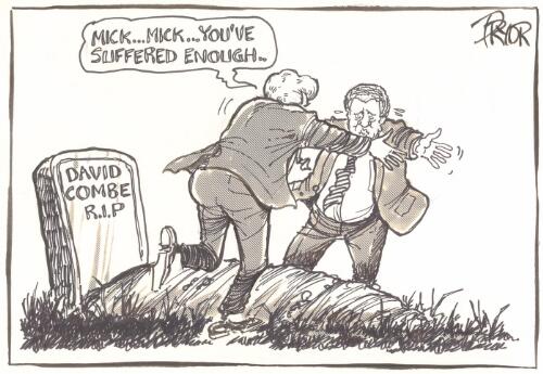 "Mick - Mick - you've suffered enough - " [Bob Hawke, Mick Young] [picture] / Pryor