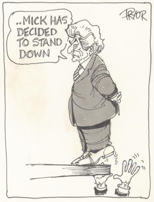 "Mick has decided to stand down" [Bob Hawke, Mick Young] [picture] / Pryor