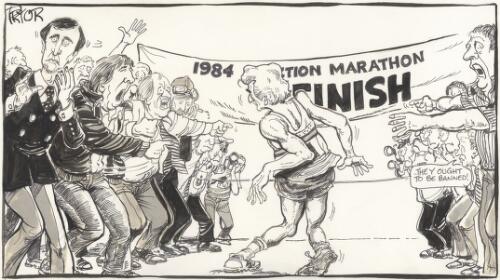 [End of election campaign, Bob Hawke, Paul Keating, Gareth Evans, John Button] [picture] / Pryor