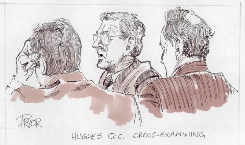 Hughes Q.C. cross-examining [picture] / Pryor