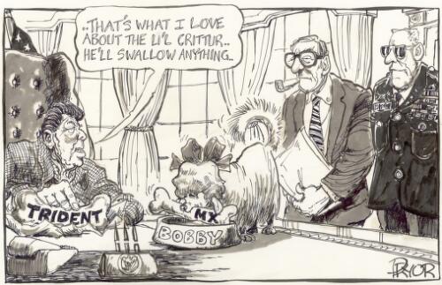 "That's what I love about the li'l critur - he'll swallow anything" [Ronald Reagan, Bob Hawke] [picture] / Pryor