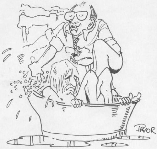 [John Howard washing Bob Hawke in a bathtub] [picture] / Pryor