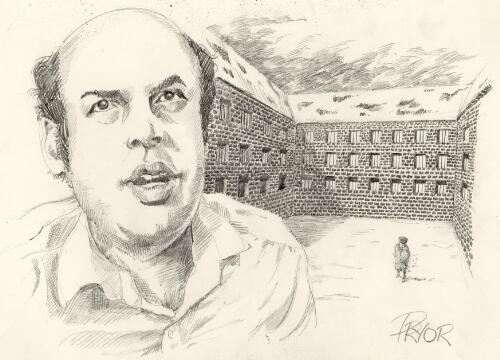 Anatoly Shcharansky with prison yard in the background [picture] / Pryor
